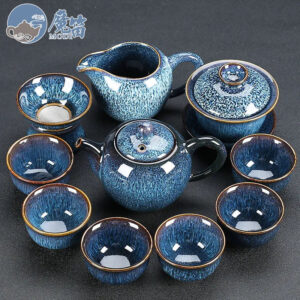 Yao-bian Jianzhan tea set, a complete set of cups, ceramic set, full set of household tea sets, Chinese style, high-end living room