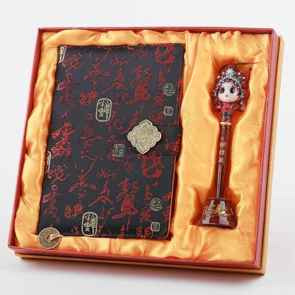 Nanjing Gift - Yunjin Brocade Notebook & Peking Opera Facial Mask Pen Gift Set, Chinese-Style Specialty Gift for Overseas