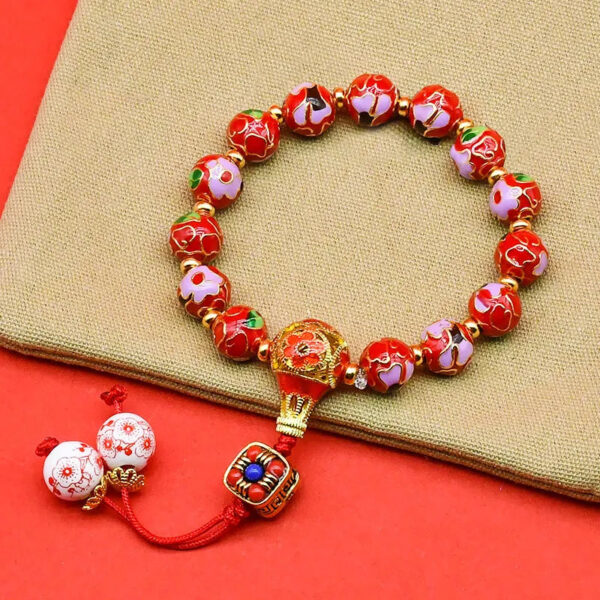 Cloisonné Enamel Wire-Wrapped Bracelet - Blossom Series, Multiple Colors Available