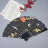 Chinese-style folding fan for men - silk fabric, ink wash painting, Hanfu costume, bamboo portable summer fan