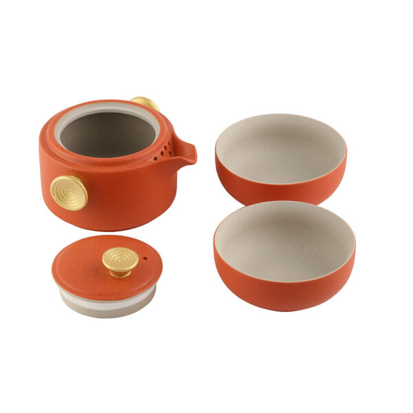 Gongfu Tea Set - Easy Gaiwan Cup Set - Vermilion Glaze - 180ml