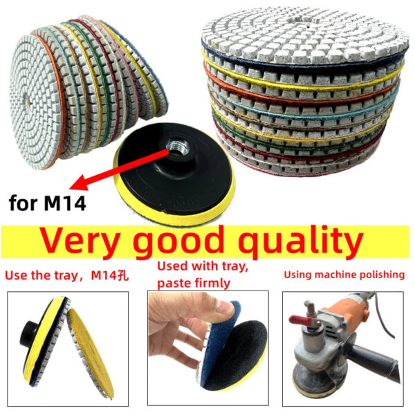 11pcs 4 inch 100mm Diamond Polishing Pads Kit Wet/Dry for Granite Stone Concrete Marble Polishing Use Grinding Discs Set