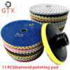 11pcs 4 inch 100mm Diamond Polishing Pads Kit Wet/Dry for Granite Stone Concrete Marble Polishing Use Grinding Discs Set