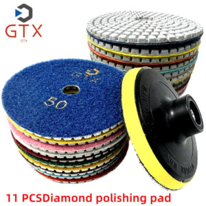 11pcs 4 inch 100mm Diamond Polishing Pads Kit Wet/Dry for Granite Stone Concrete Marble Polishing Use Grinding Discs Set