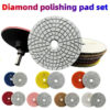 4-inch diamond polishing pad kit for wet/dry polishing of granite, concrete, and marble, using a grinding disc set for floor pol
