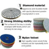 4-inch diamond polishing pad kit for wet/dry polishing of granite, concrete, and marble, using a grinding disc set for floor pol