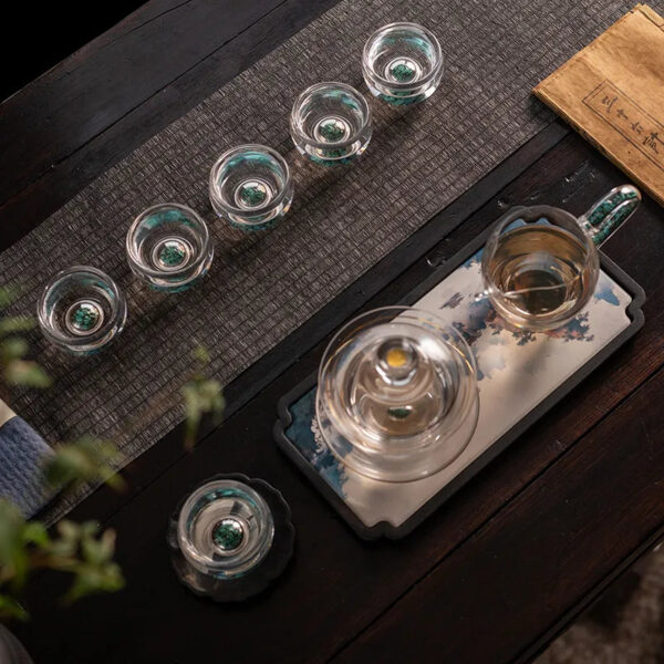 Chinese style complete set of high-temperature resistant glass tea sets, light luxury household elegant Gongfu tea sets, tea ceremony cups and tea bowls gift box set